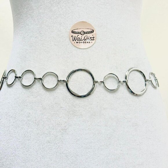 Accessories - Silver circle ring waist chain belt with adjustable length